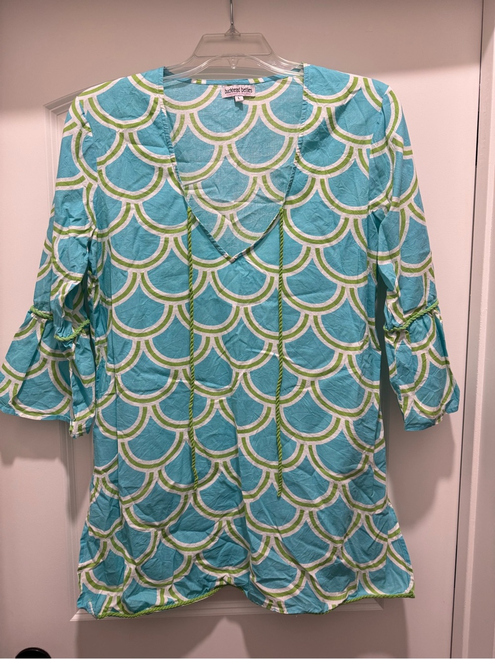 Buckhead Betties Turquoise Scallop-Print V-Neck Tunic